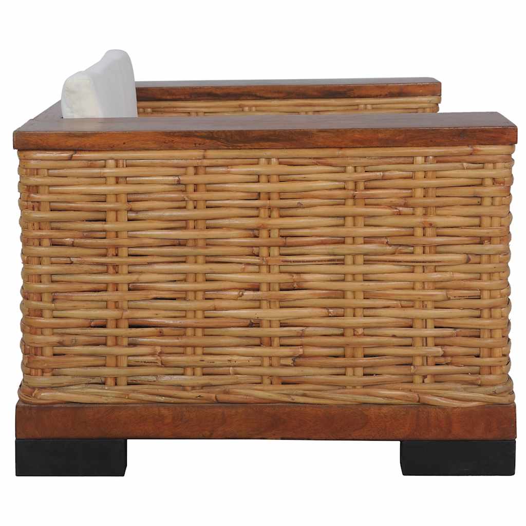 Barna természetes rattan fotel párnával 4
