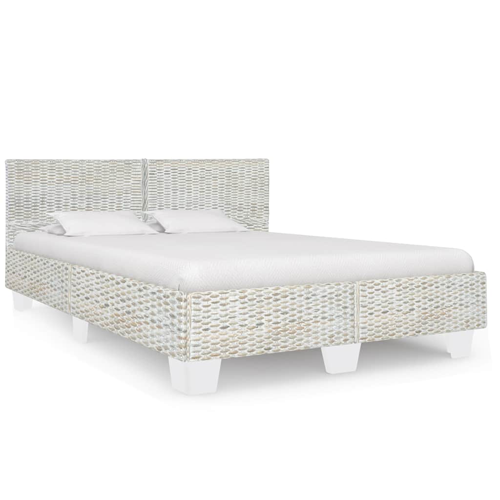 Szürke természetes rattan ágykeret 160 x 200 cm
