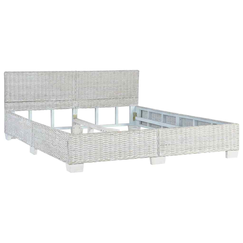 Szürke természetes rattan ágykeret 160 x 200 cm 2