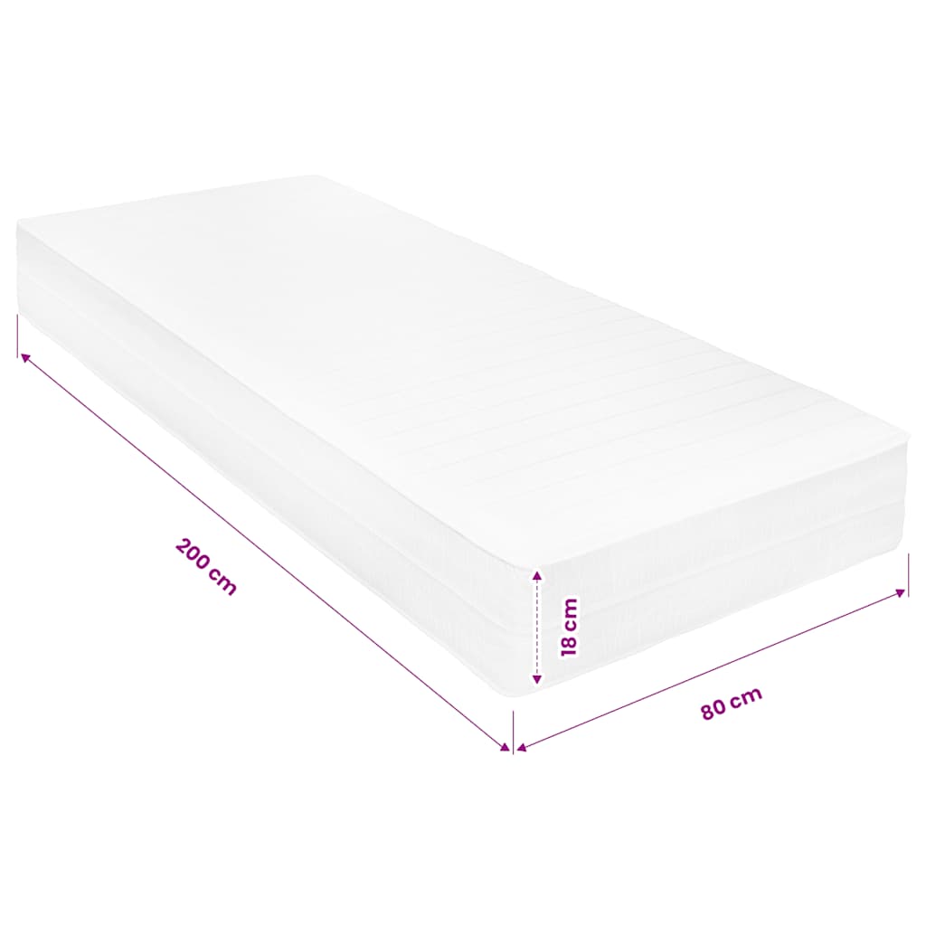 Viszkoelasztikus memóriahabos matrac 80 x 200 cm 18 cm H2 11