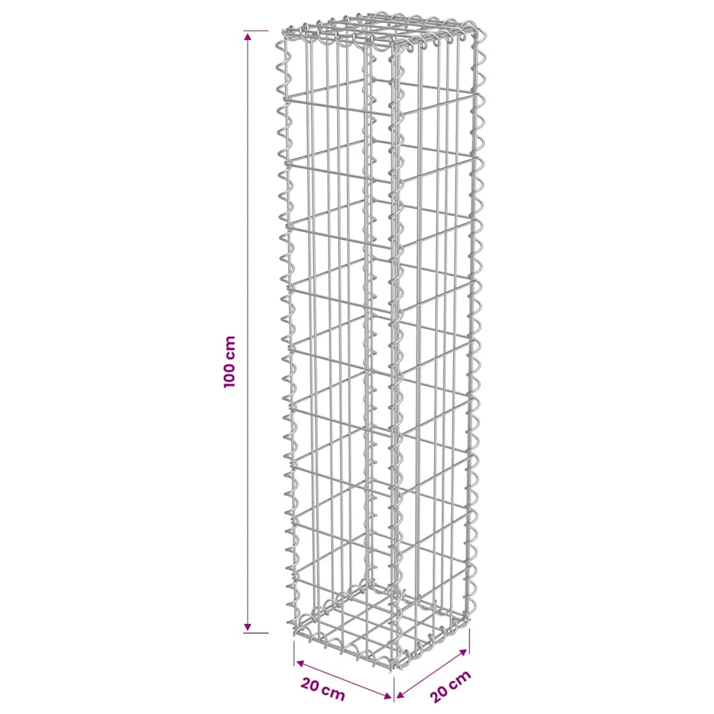 Horganyzott acél gabion fal fedéllel 20 x 20 x 100 cm 6