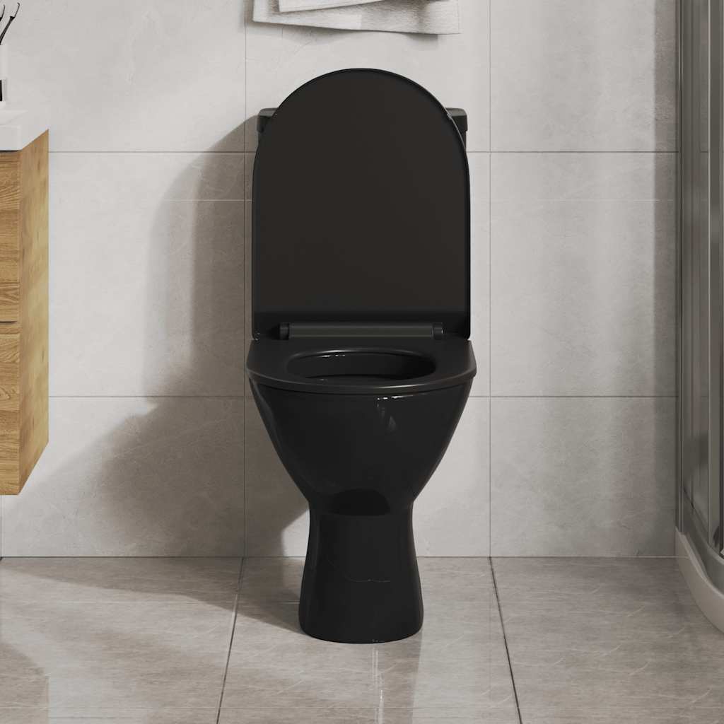 Fekete gyorsan szerelhető WC-ülőke lassan csukódó fedéllel 3