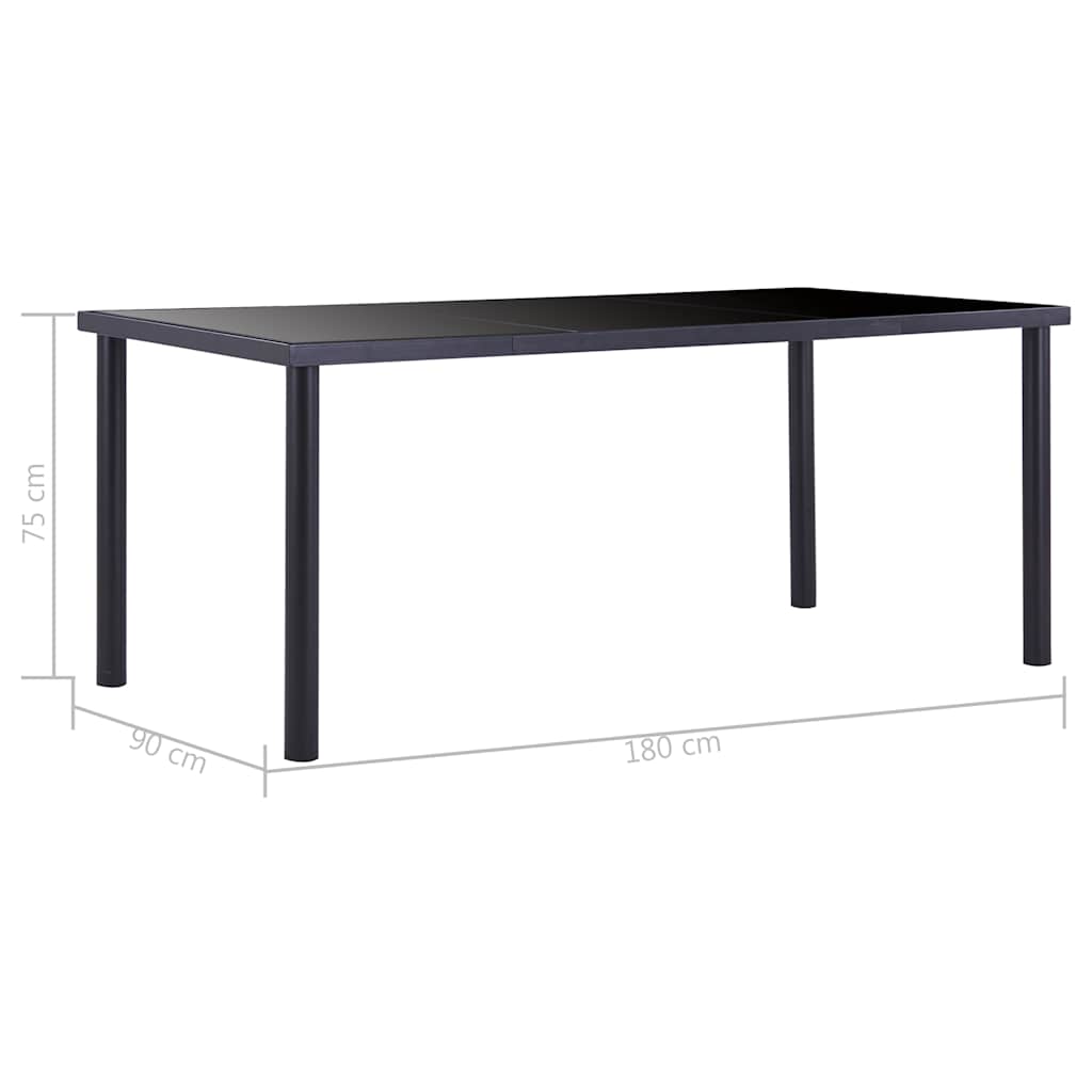 Fekete edzett üveg étkezőasztal 180 x 90 x 75 cm 5