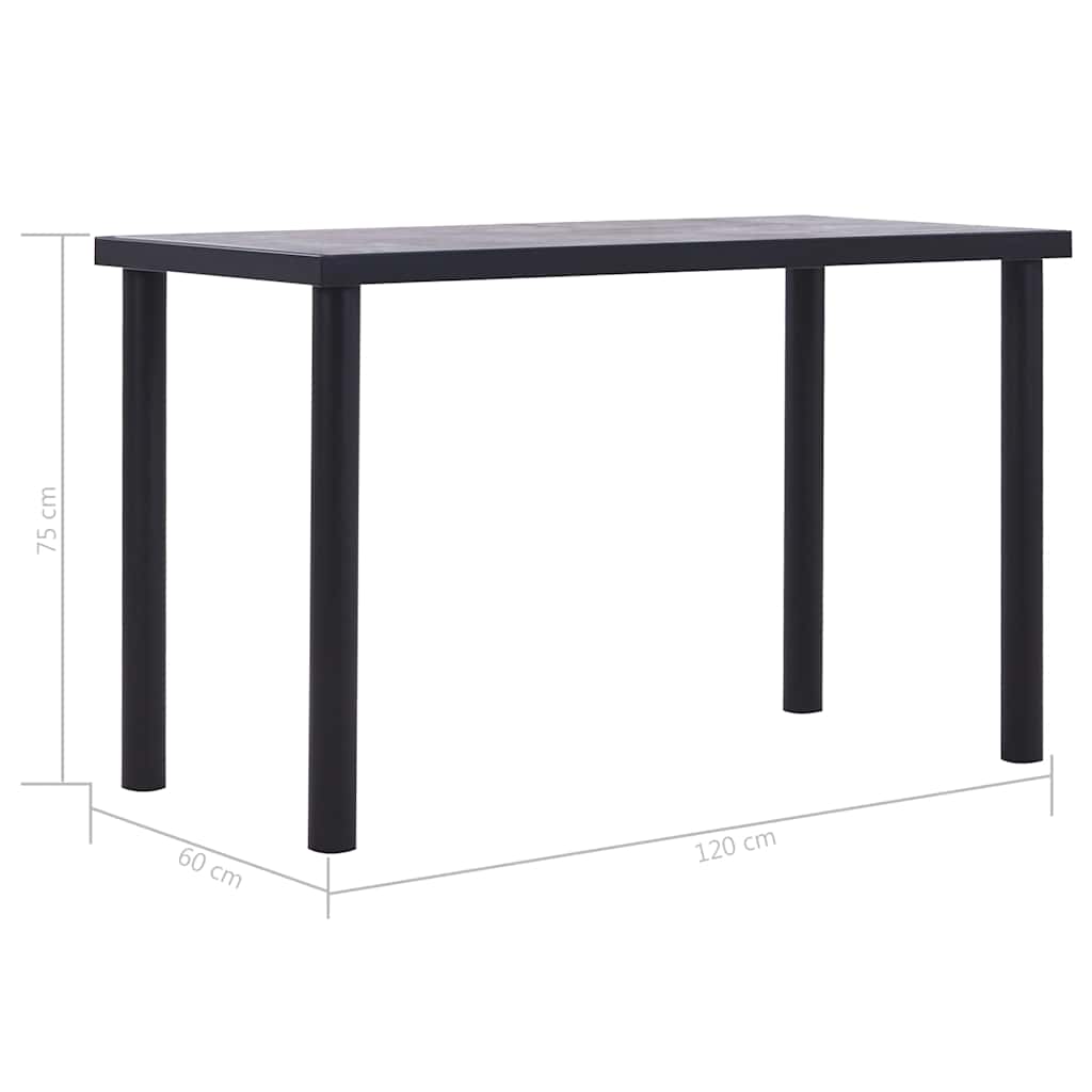 Fekete és betonszürke MDF étkezőasztal 120 x 60 x 75 cm 5