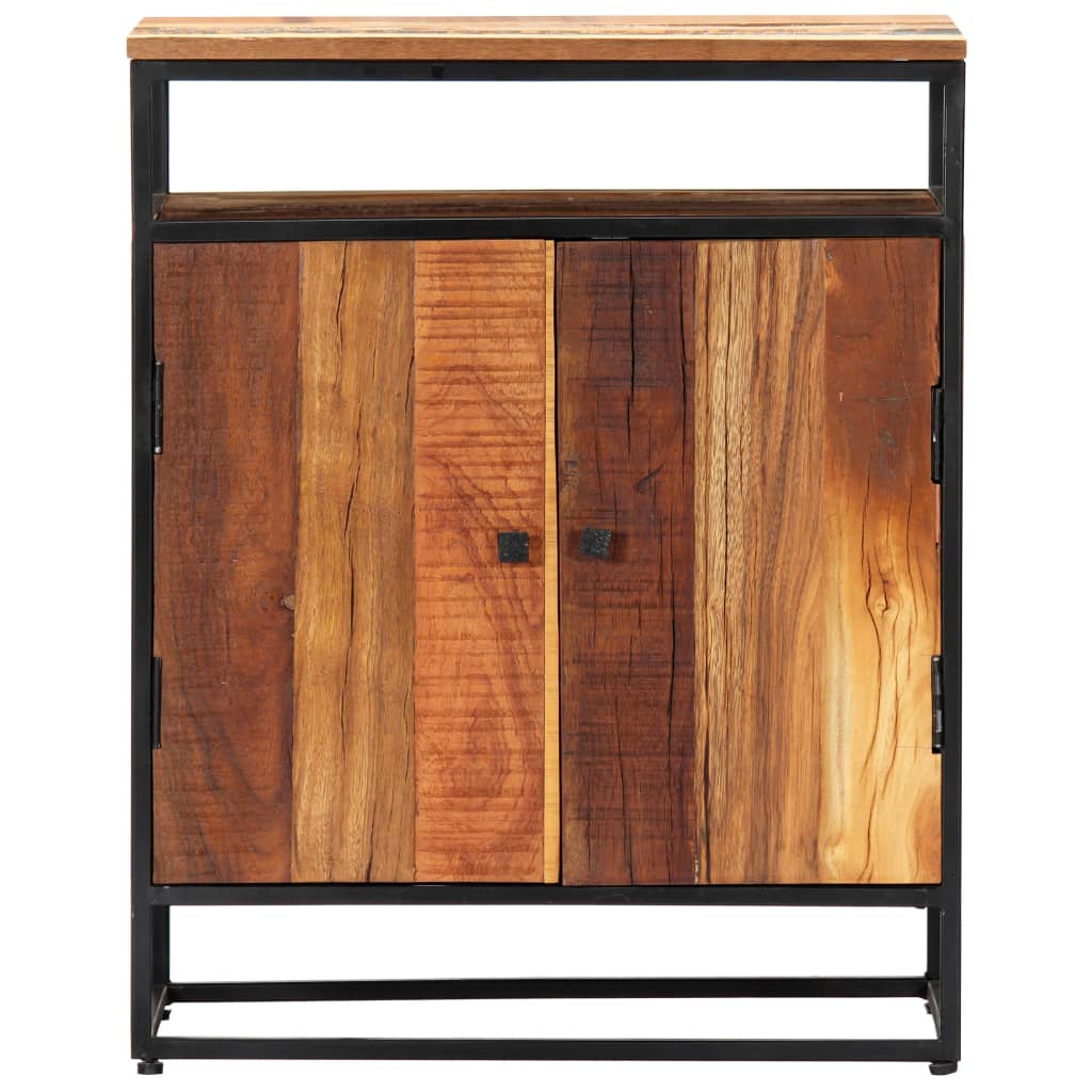 Tömör újrahasznosított fa és acél kisszekrény 60 x 35 x 76 cm 3