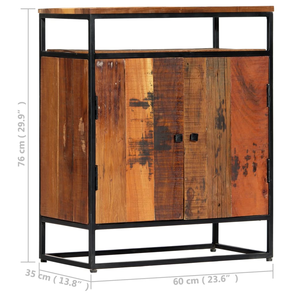 Tömör újrahasznosított fa és acél kisszekrény 60 x 35 x 76 cm 6