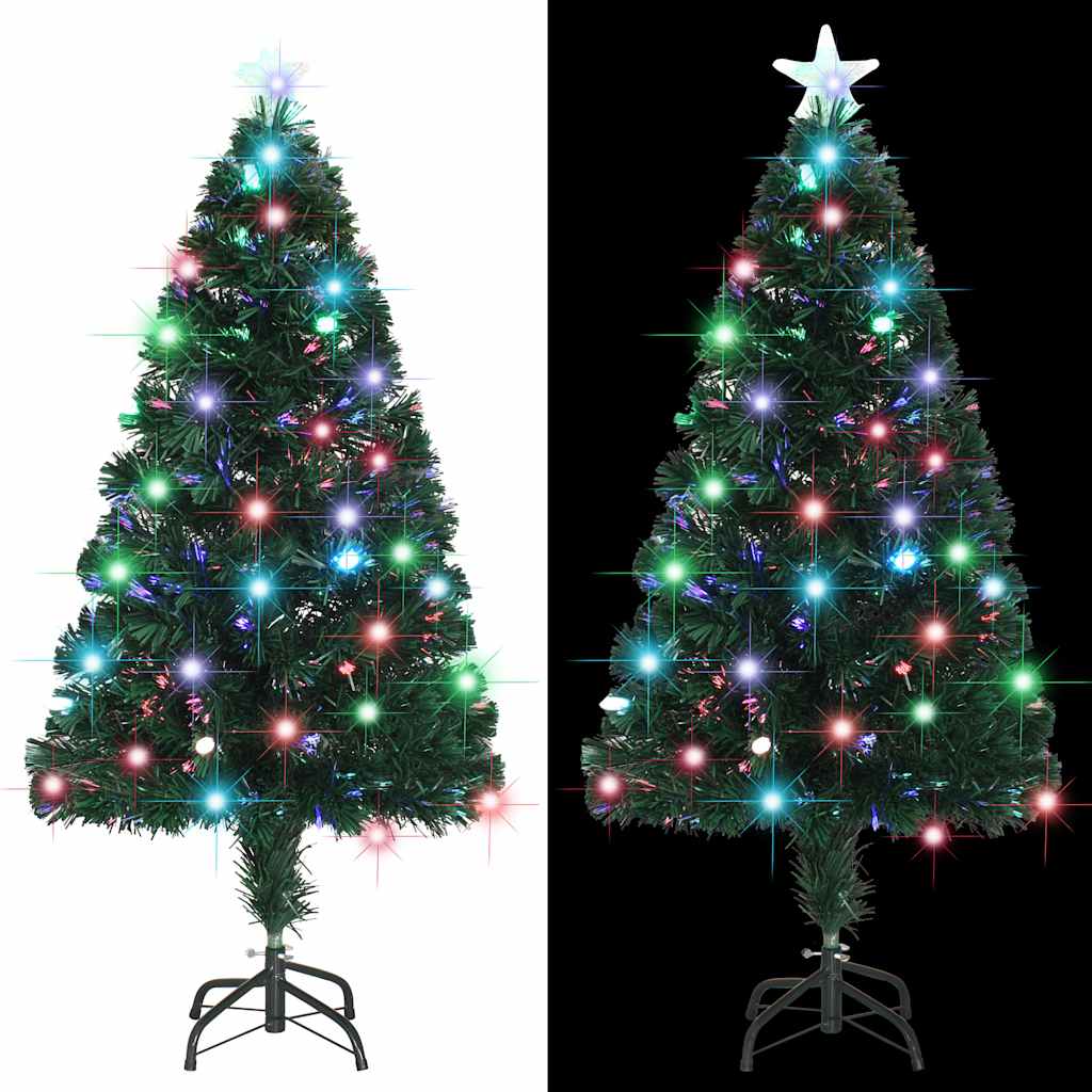 Száloptikás megvilágított karácsonyfa állvánnyal és LED-es 120 cm 4
