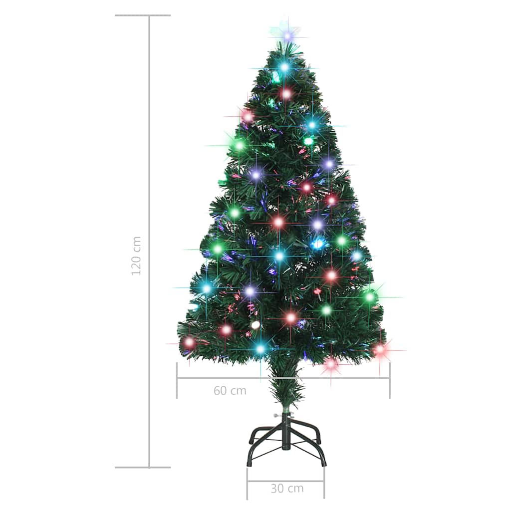 Száloptikás megvilágított karácsonyfa állvánnyal és LED-es 120 cm 10
