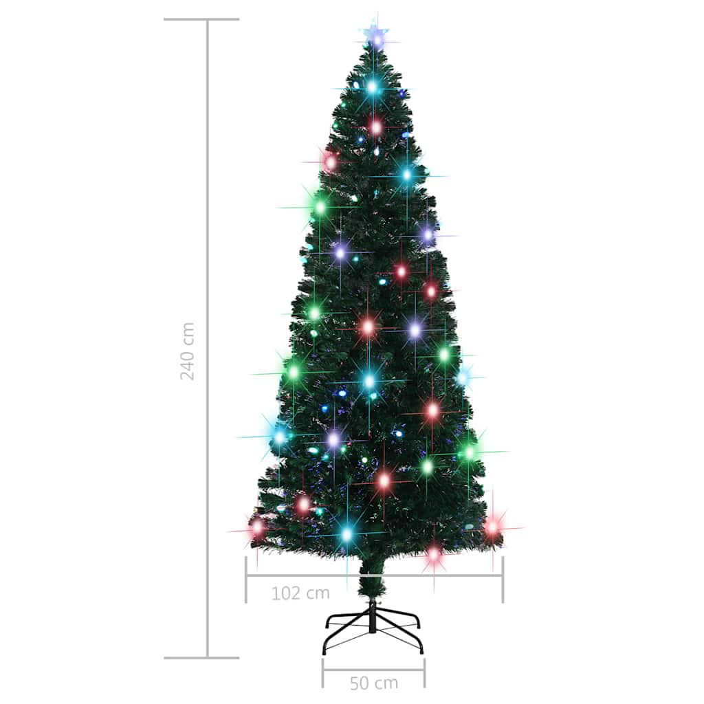 Száloptikás megvilágított karácsonyfa állvánnyal és LED-es 240 cm 9