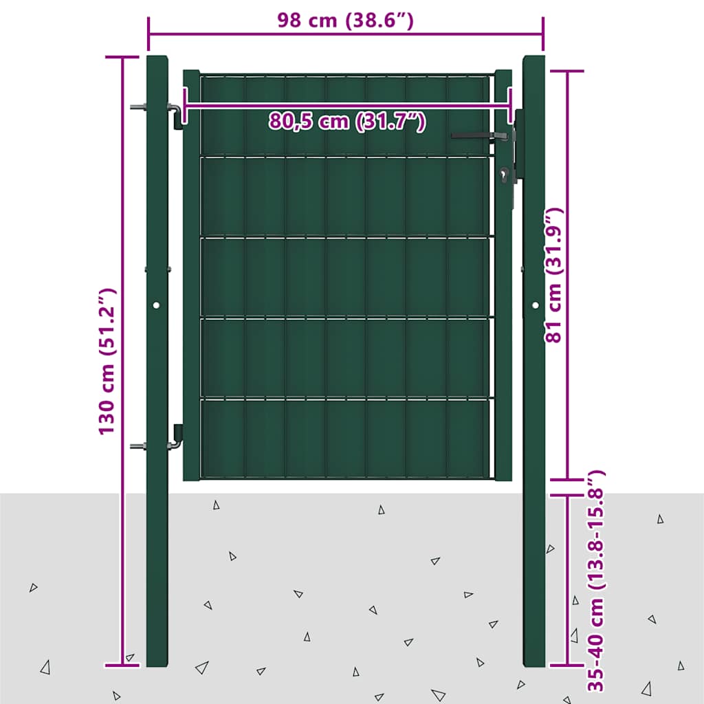Zöld PVC és acél kerítéskapu 100 x 81 cm 4