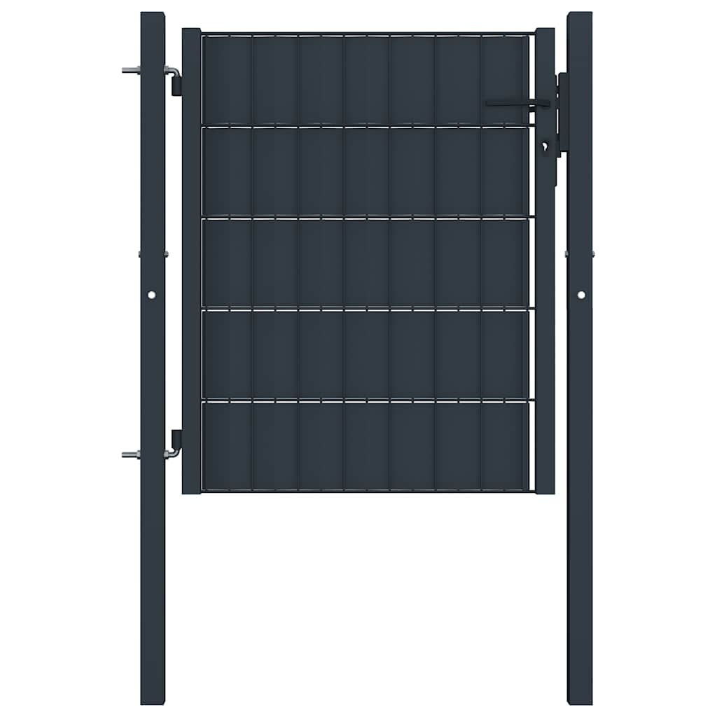 Antracit PVC és acél kerítéskapu 100 x 100 cm