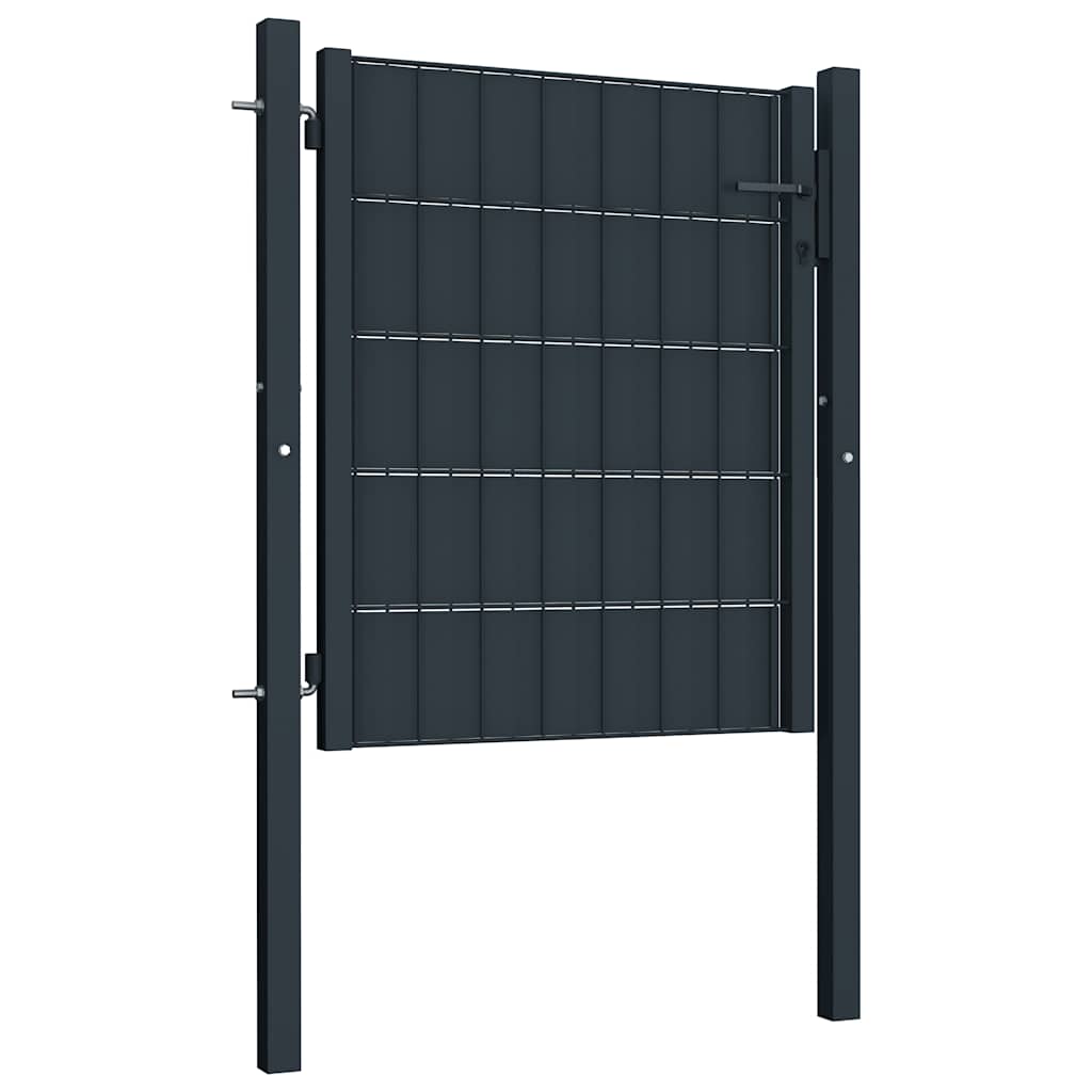 Antracit PVC és acél kerítéskapu 100 x 100 cm 2