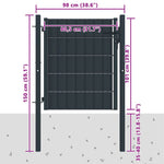 Antracit PVC és acél kerítéskapu 100 x 100 cm 4