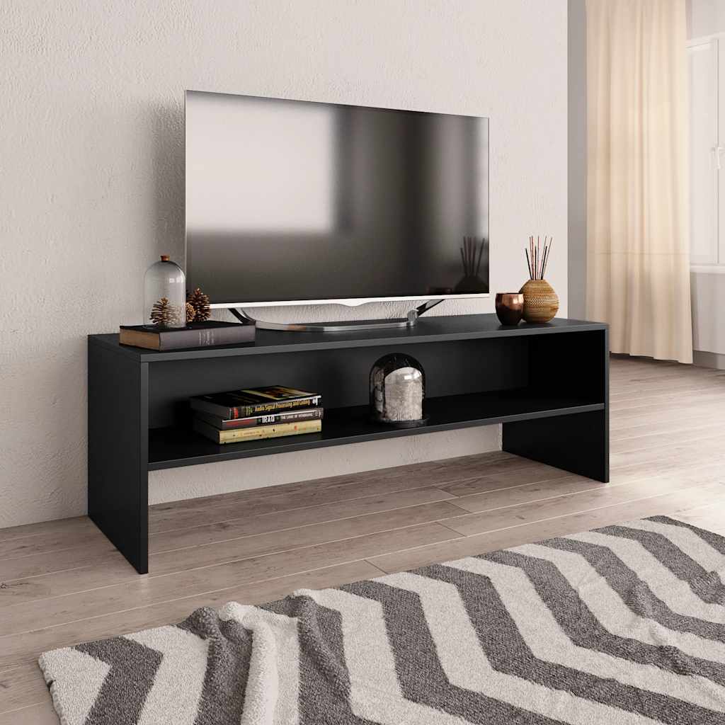 Fekete szerelt fa TV-szekrény 120 x 40 x 40 cm