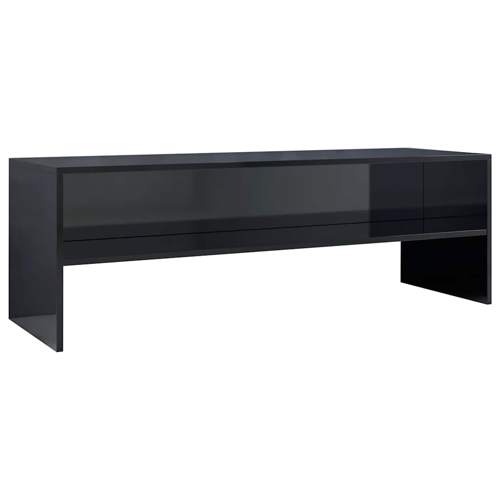 Magasfényű fekete szerelt fa TV-szekrény 120 x 40 x 40 cm 2