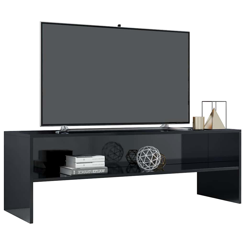 Magasfényű fekete szerelt fa TV-szekrény 120 x 40 x 40 cm 3