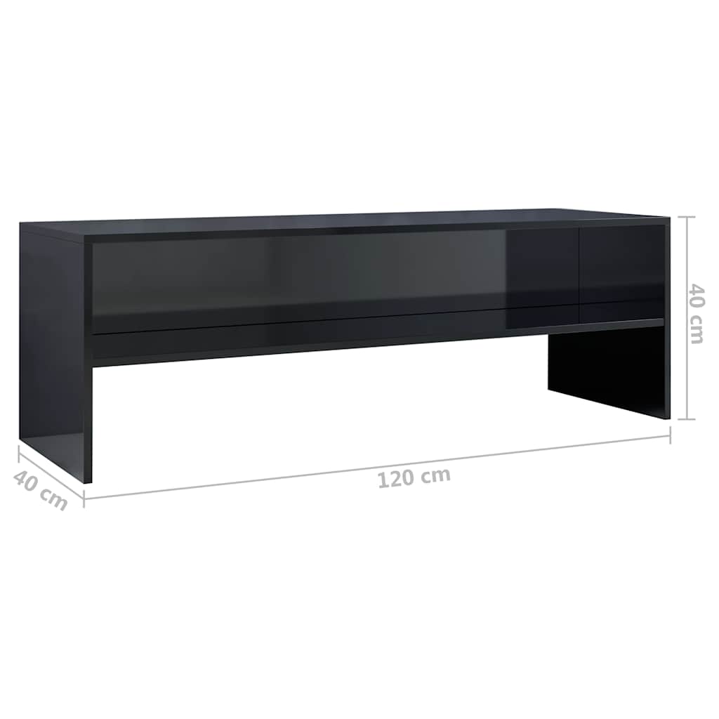 Magasfényű fekete szerelt fa TV-szekrény 120 x 40 x 40 cm 6