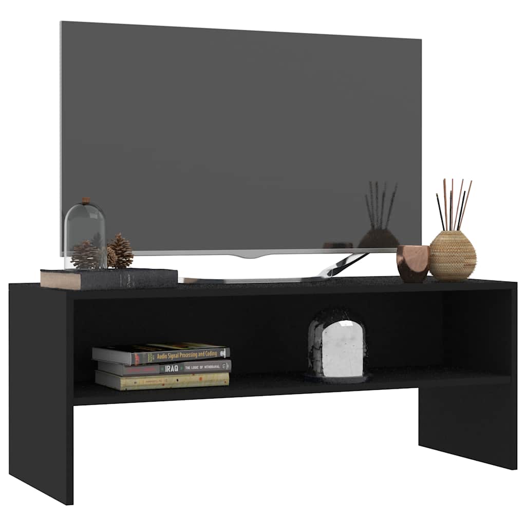 Fekete szerelt fa TV-szekrény 100 x 40 x 40 cm 3