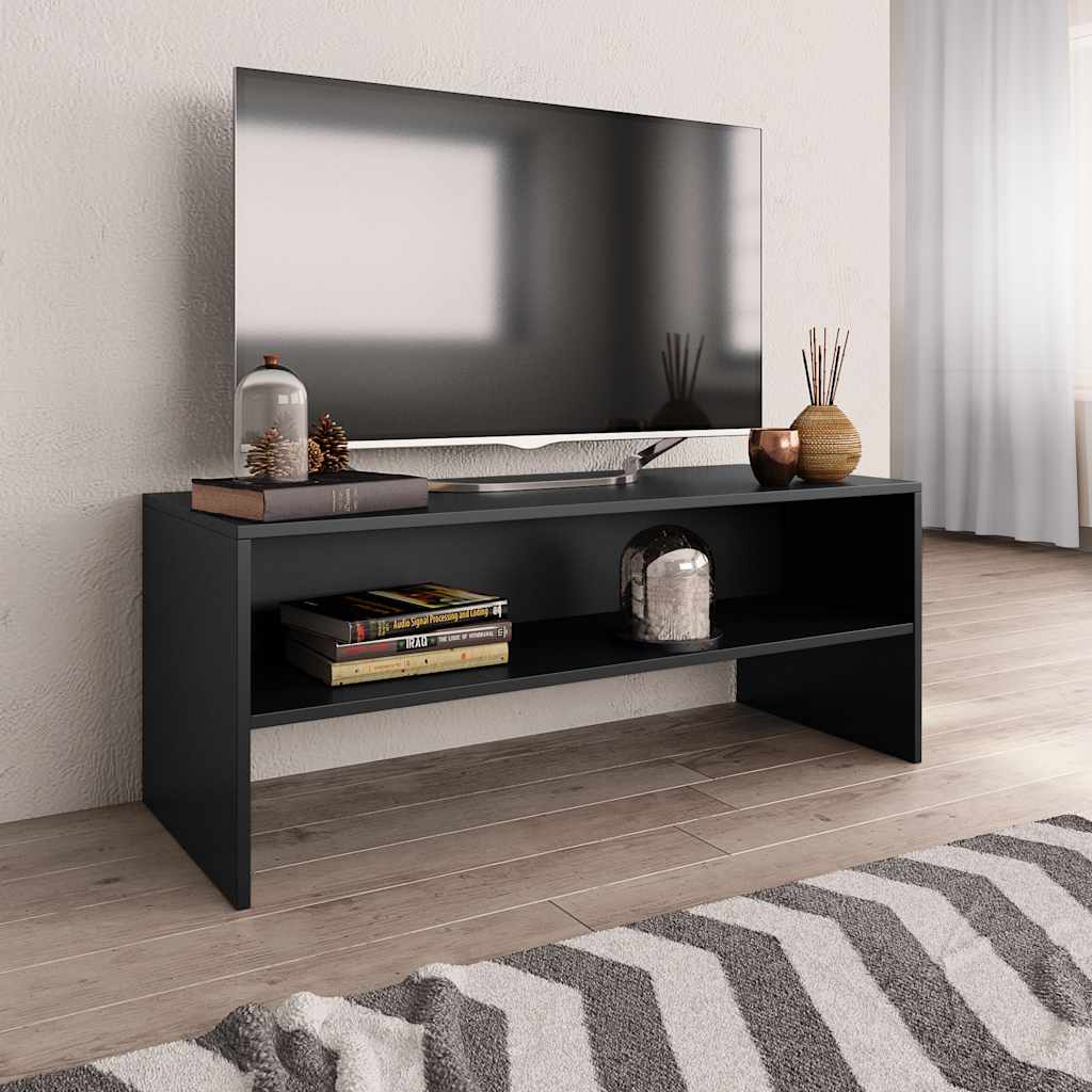 Fekete szerelt fa TV-szekrény 100 x 40 x 40 cm