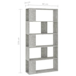 Betonszürke szerelt fa könyvszekrény/térelválasztó 80x24x159 cm 7