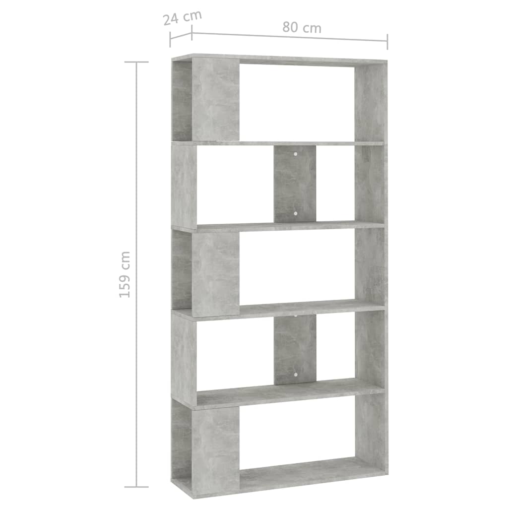 Betonszürke szerelt fa könyvszekrény/térelválasztó 80x24x159 cm 7