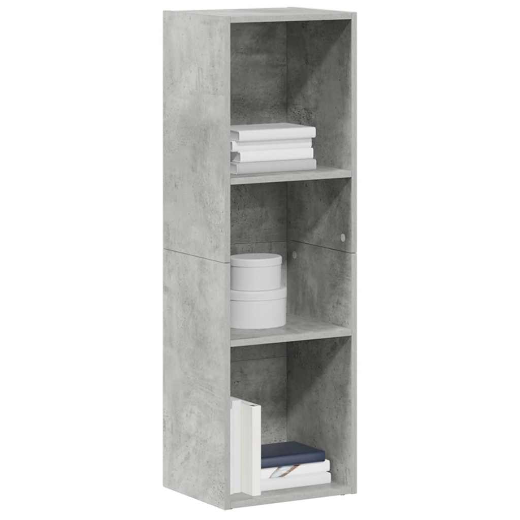Betonszürke szerelt fa könyv-/TV-szekrény 36 x 30 x 114 cm 3