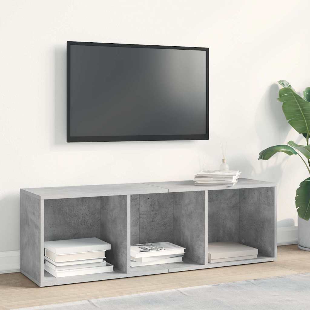 Betonszürke szerelt fa könyv-/TV-szekrény 36 x 30 x 114 cm 6