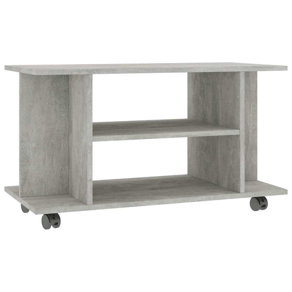 Betonszürke szerelt fa TV-szekrény görgőkkel 80 x 40 x 45 cm 2