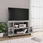 Betonszürke szerelt fa TV-szekrény görgőkkel 80 x 40 x 45 cm