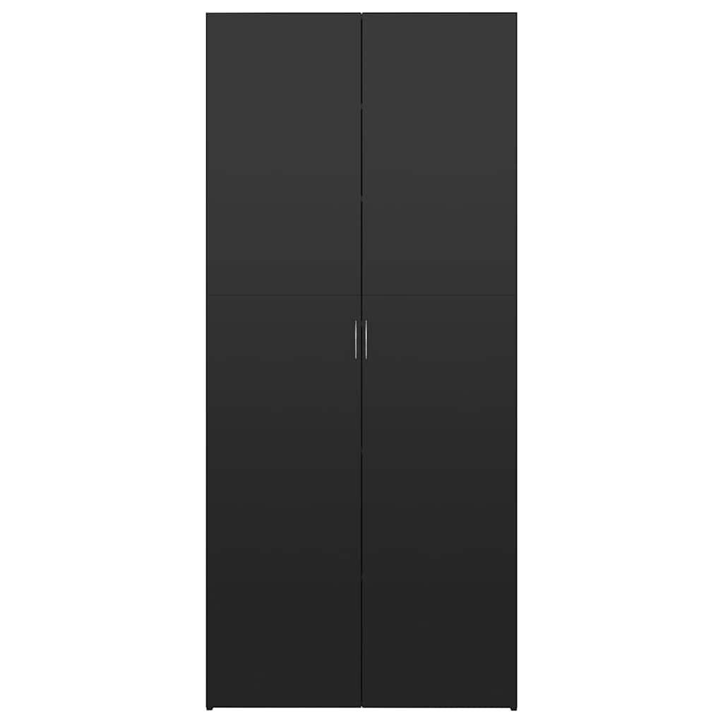 Magasfényű fekete szerelt fa cipőszekrény 80 x 35,5 x 180 cm 4
