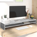 Betonszürke szerelt fa monitorállvány 100 x 24 x 13 cm