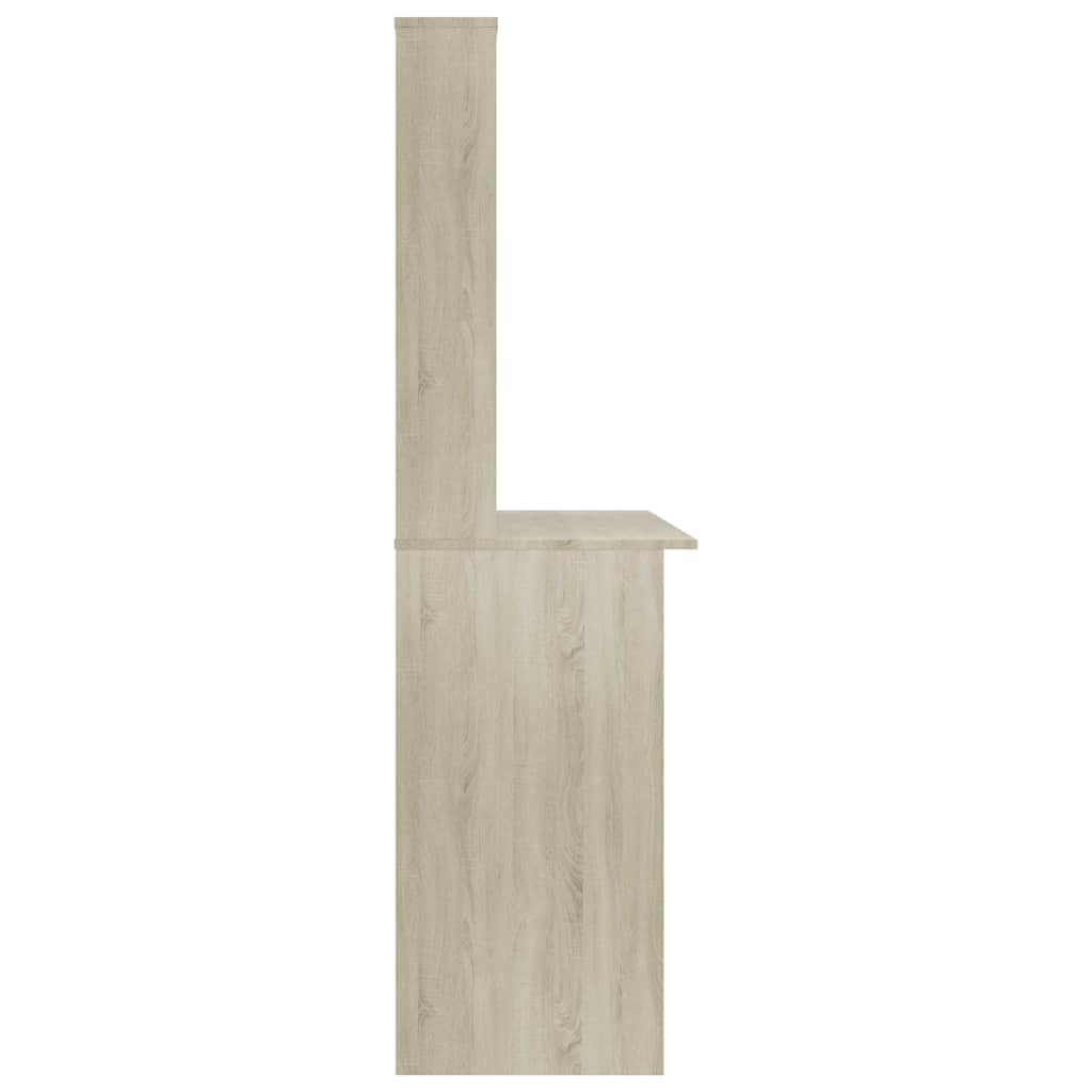 Sonoma-tölgy forgácslap íróasztal polcokkal 110 x 45 x 157 cm 5