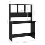 Magasfényű fekete forgácslap íróasztal polcokkal 110x45x157 cm 6