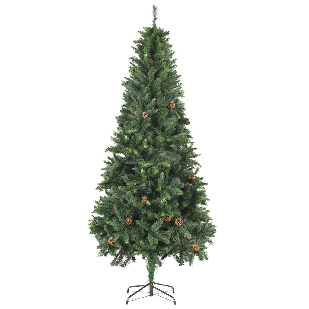 Zöld műfenyő fenyőtobozokkal 210 cm 2