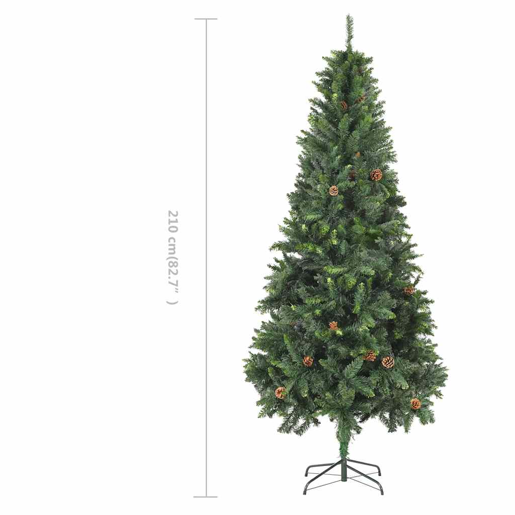 Zöld műfenyő fenyőtobozokkal 210 cm 8