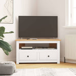 Fehér tömör fenyőfa sarok TV-szekrény 93 x 49 x 49 cm 3