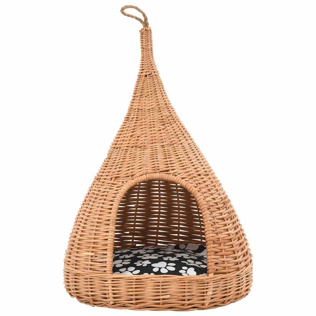 Természetes fűzfa macskaház párnával és tipi-sátorral 40x60 cm 3