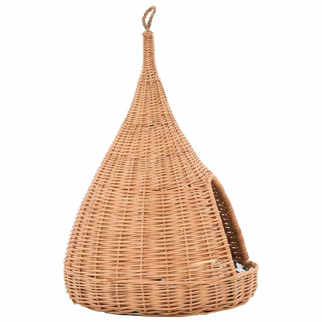 Természetes fűzfa macskaház párnával és tipi-sátorral 40x60 cm 4