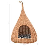 Természetes fűzfa macskaház párnával és tipi-sátorral 40x60 cm 8