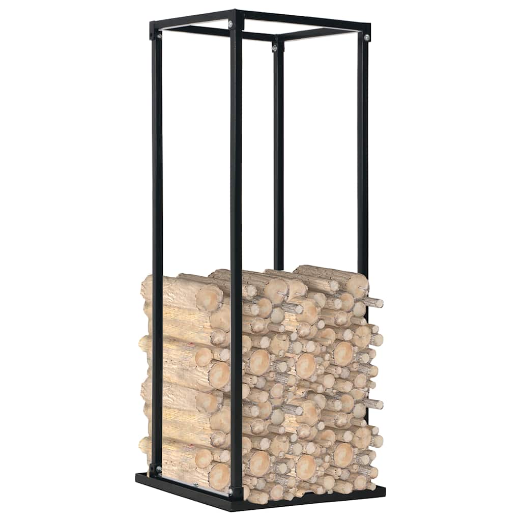 Fekete acél tűzifatároló alappal 37 x 37 x 113 cm 2
