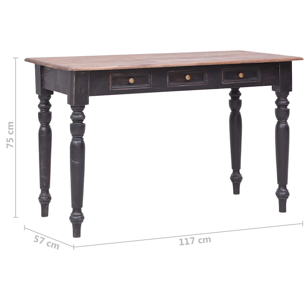 Tömör mahagóni fa íróasztal 3 fiókkal 117 x 57 x 75 cm 9