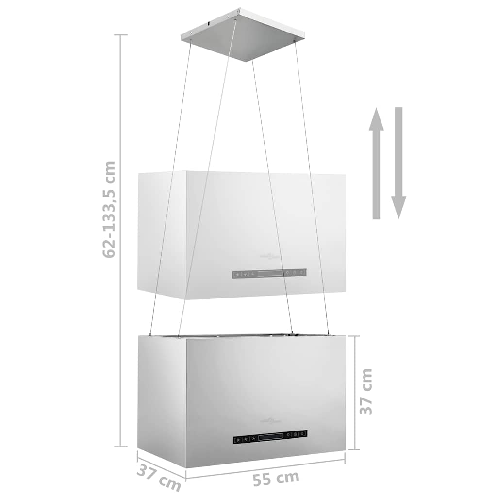 Rozsdamentes acél LCD érintőképernyős sziget páraelszívó 55 cm 8