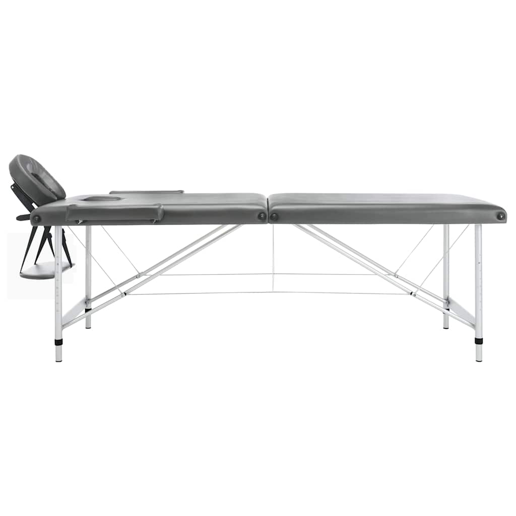 2 zónás antracit masszázsasztal alumínium vázzal 186 x 68 cm 2