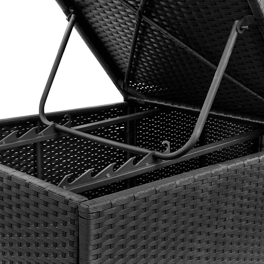 2 db fekete polyrattan napozóágy párnával 9
