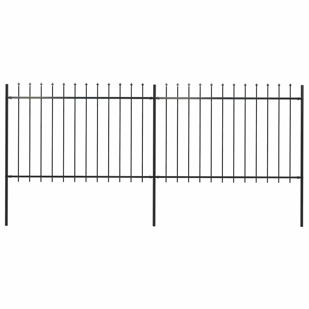 Fekete acél kerti kerítés lándzsás tetejű 337 x 120 cm