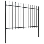 Fekete acél kerti kerítés lándzsás tetejű 337 x 120 cm 2