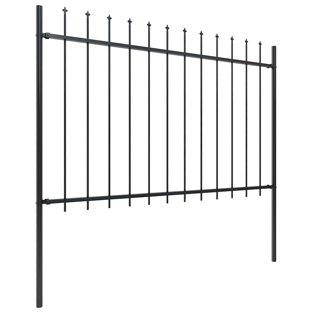 Fekete acél kerti kerítés lándzsás tetejű 337 x 120 cm 2