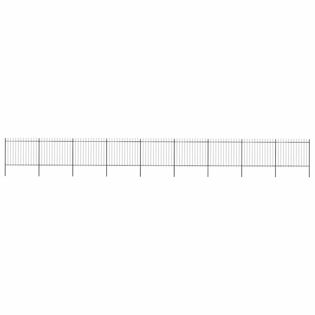 Fekete acél kerti kerítés lándzsás tetejű 1506 x 150 cm