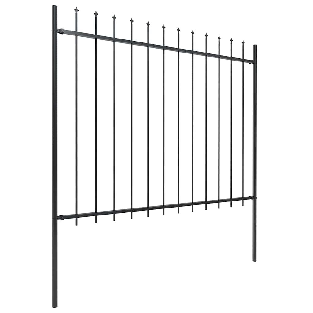 Fekete acél kerti kerítés lándzsás tetejű 1506 x 150 cm 2