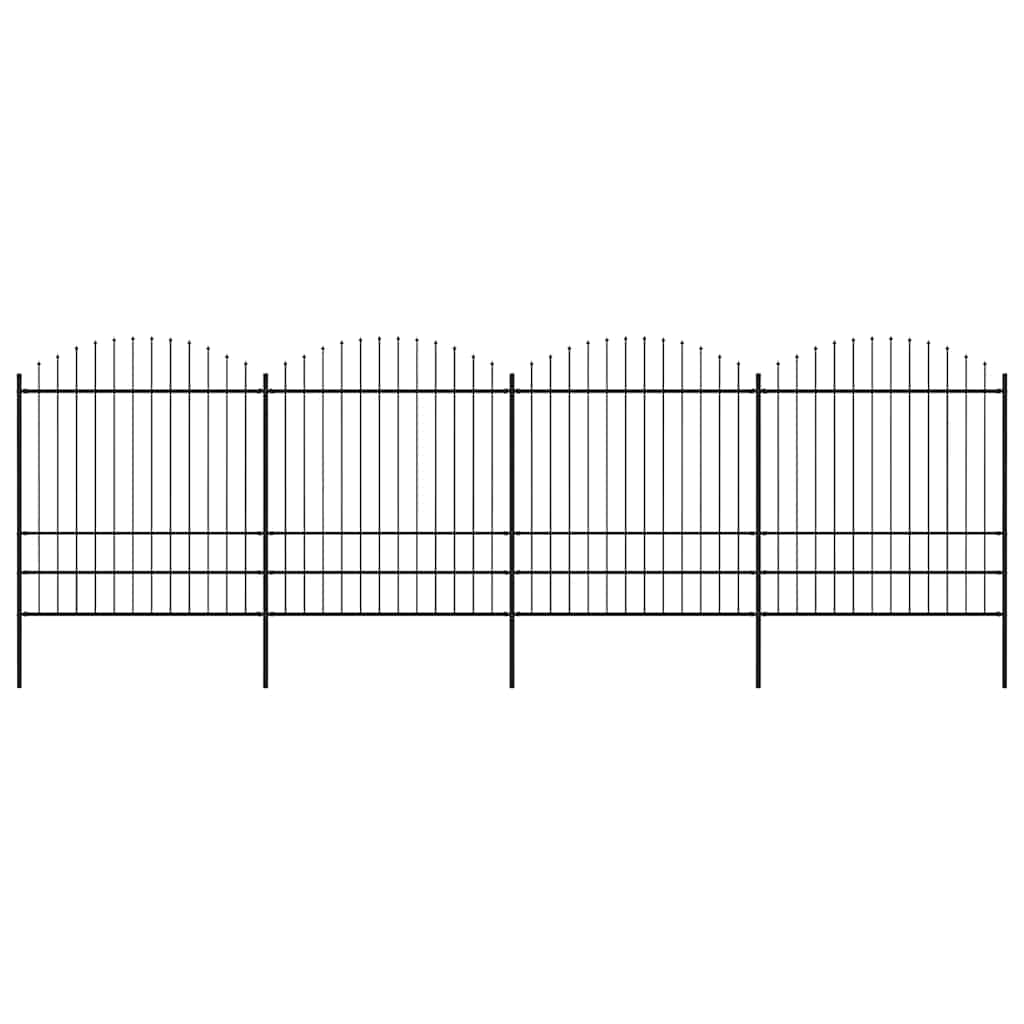 Fekete acélkerítés lándzsás tetejű 671 x 200 cm